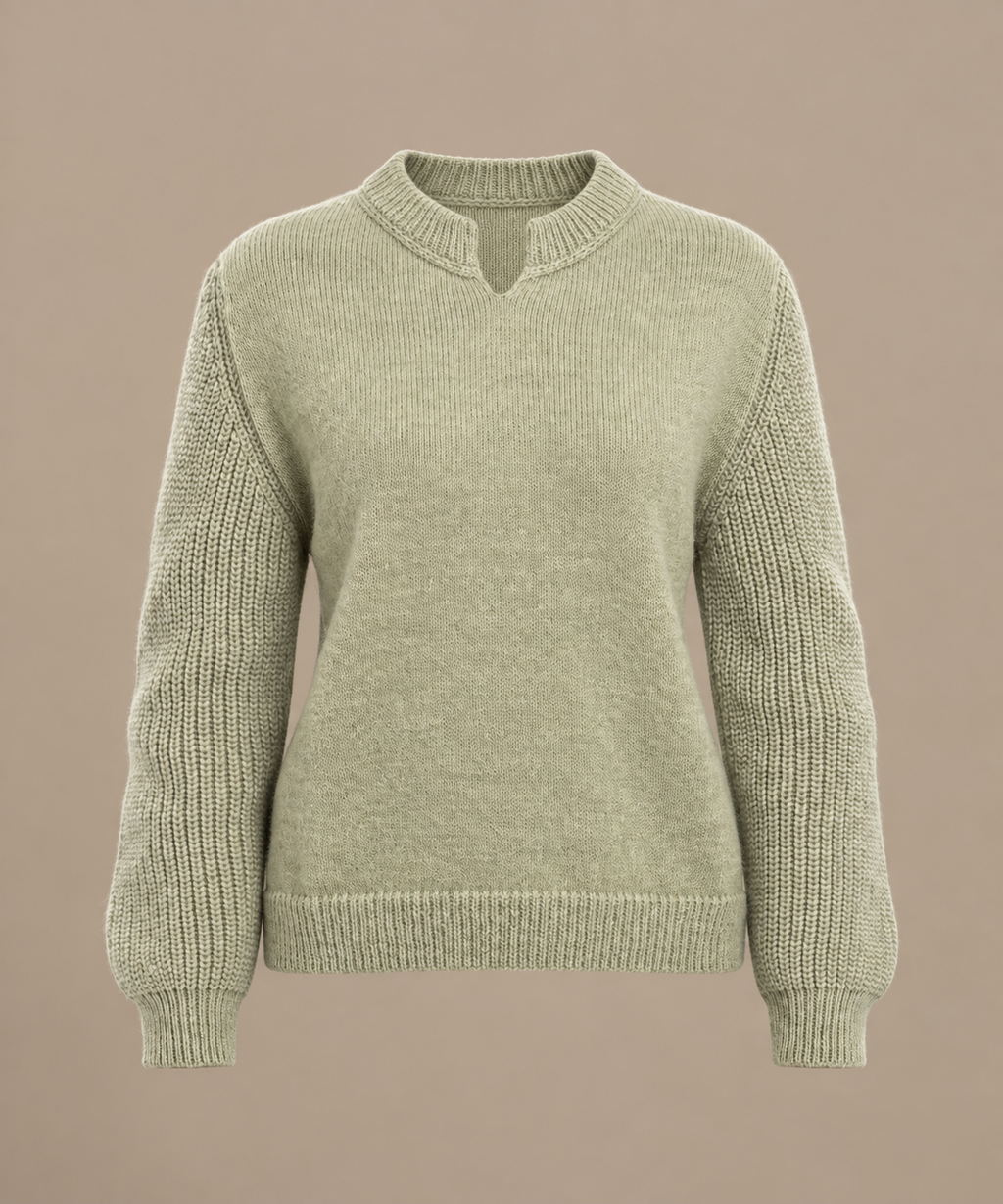 Amaryllis ~ alpaca pichinku trui met V-hals, moss green