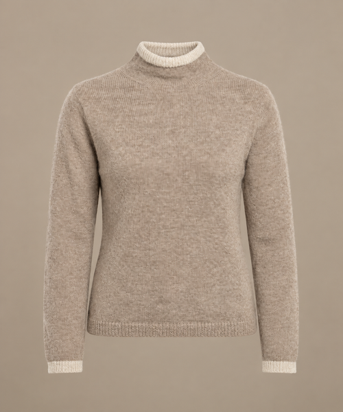 Dune ~ alpaca trui met hoge hals, mushroom