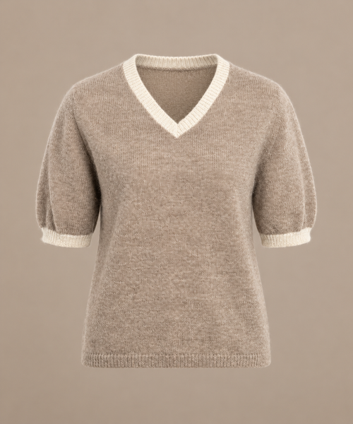 Rose ~ alpaca T-shirt met V-hals, mushroom