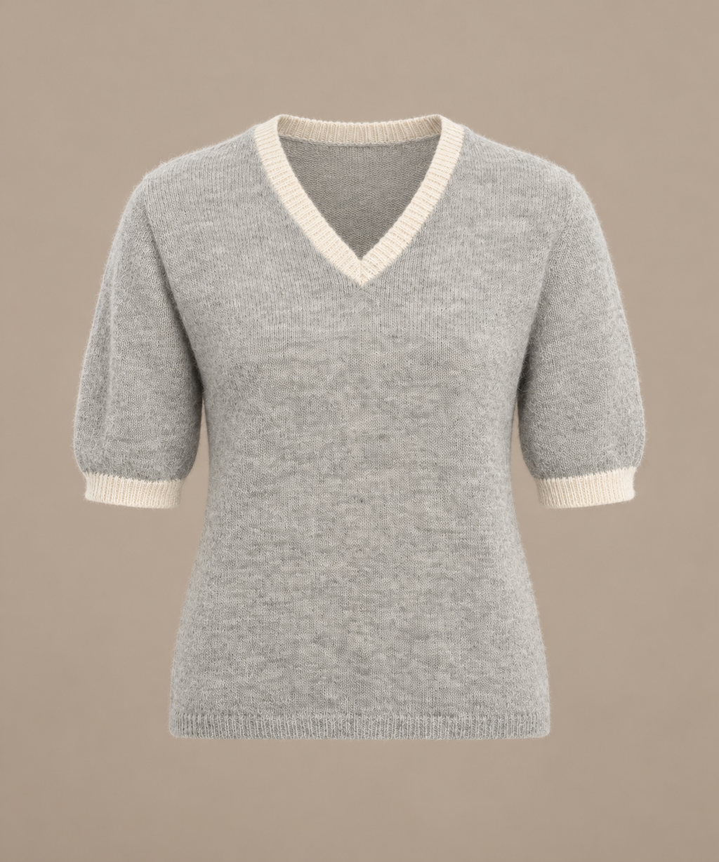 Roze alpaca T-shirt met V-hals