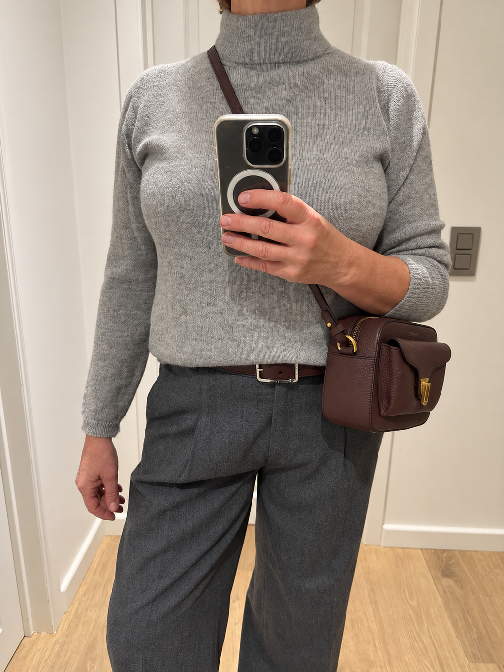 Danira ~ alpaca trui met hoge hals, light grey