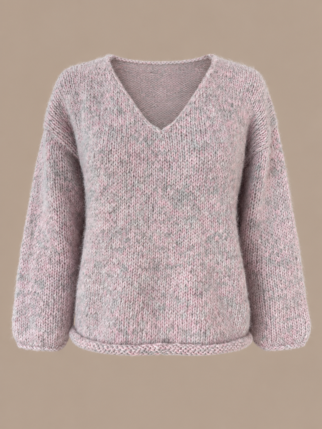 Eloïse ~ alpaca trui met V-hals, rose mélange