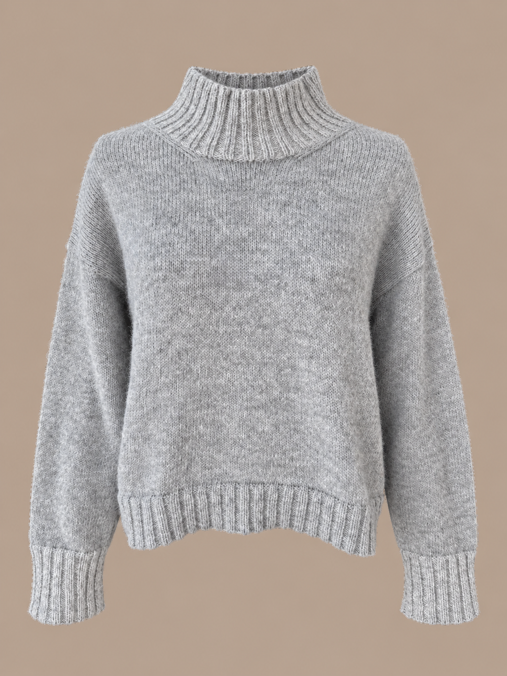 Elysée ~ alpaca hipster trui met hoge hals, light grey