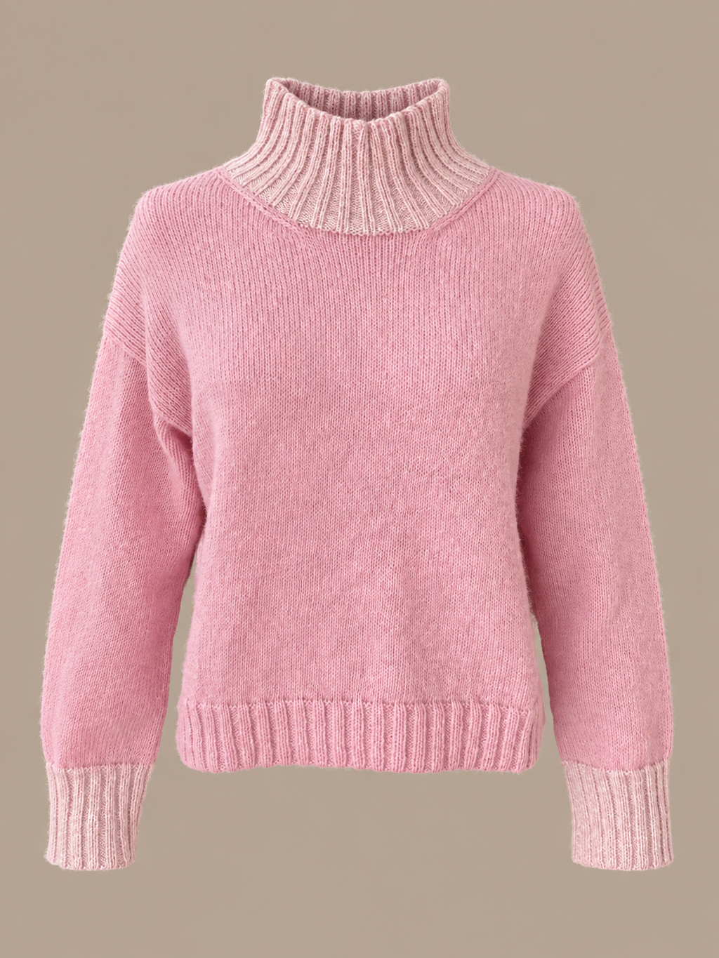 Elysée ~ alpaca hipster trui met hoge hals, powder pink