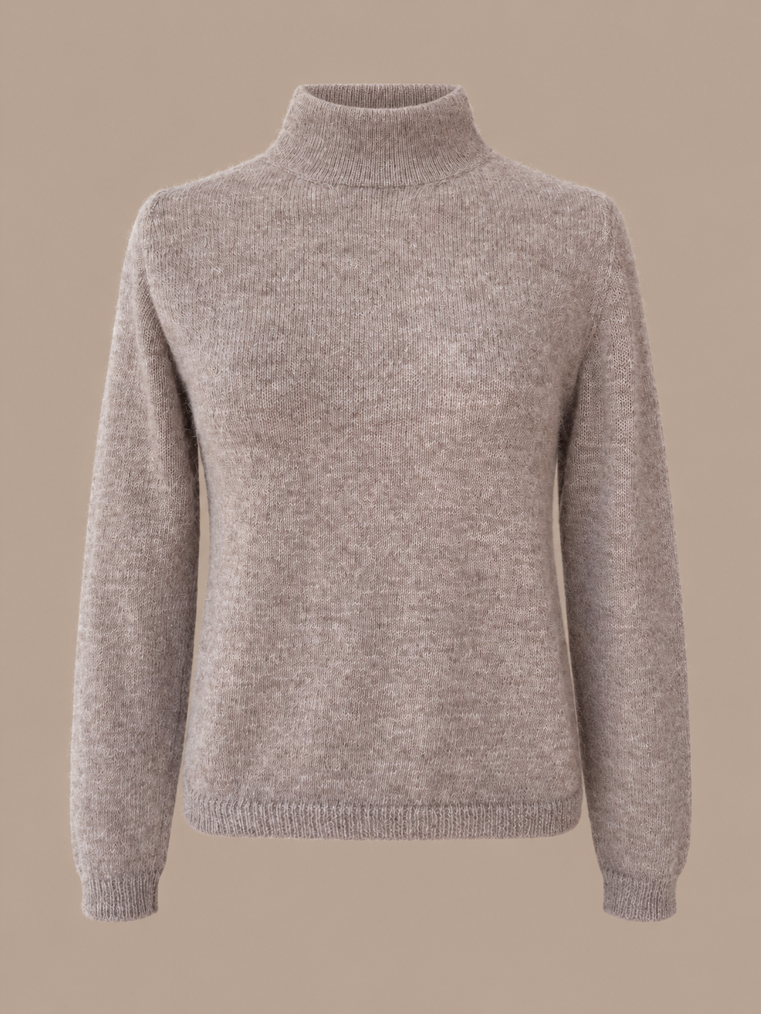 Danira ~ alpaca trui met hoge hals, mushroom